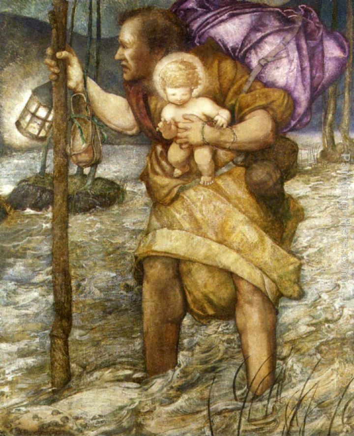 Saint Christopher painting - Edward Reginald Frampton Saint Christopher art painting